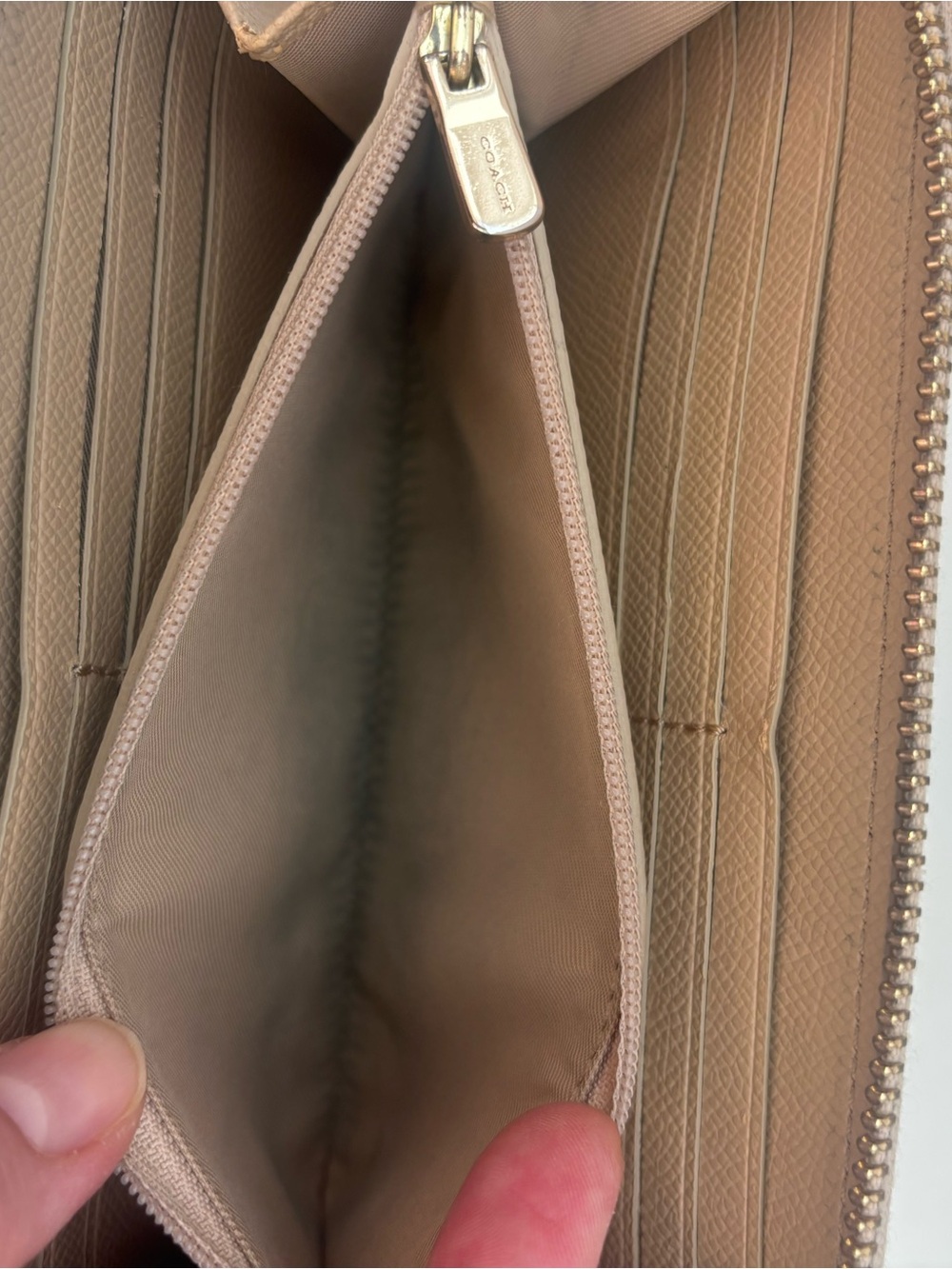 Coach Taupe Leather Zip-Around Wallet with Exterior Card Slot - Picture 4 of 12